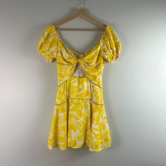 Significant Other Cutout Linen Floral Mini Dress Size US 4 - Picture 2 of 8